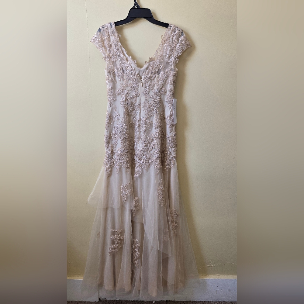 Azazie Champagne Beaded Maxi Dress - Picture 4 of 9